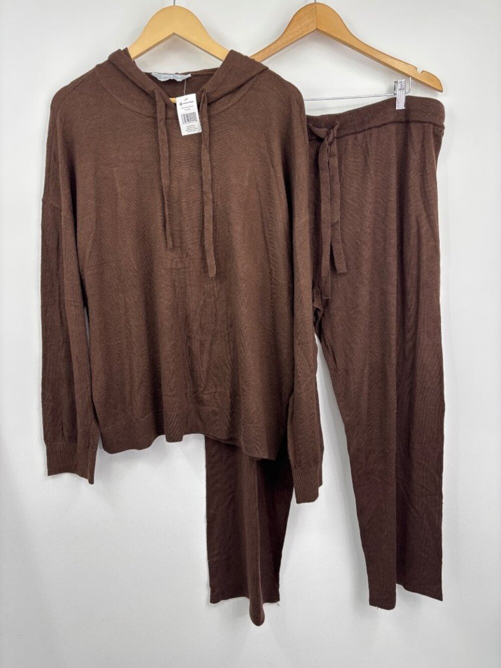 Member's Mark Cashmere Blend Hoodie Wide Leg Pant Set Brown XXL NEW